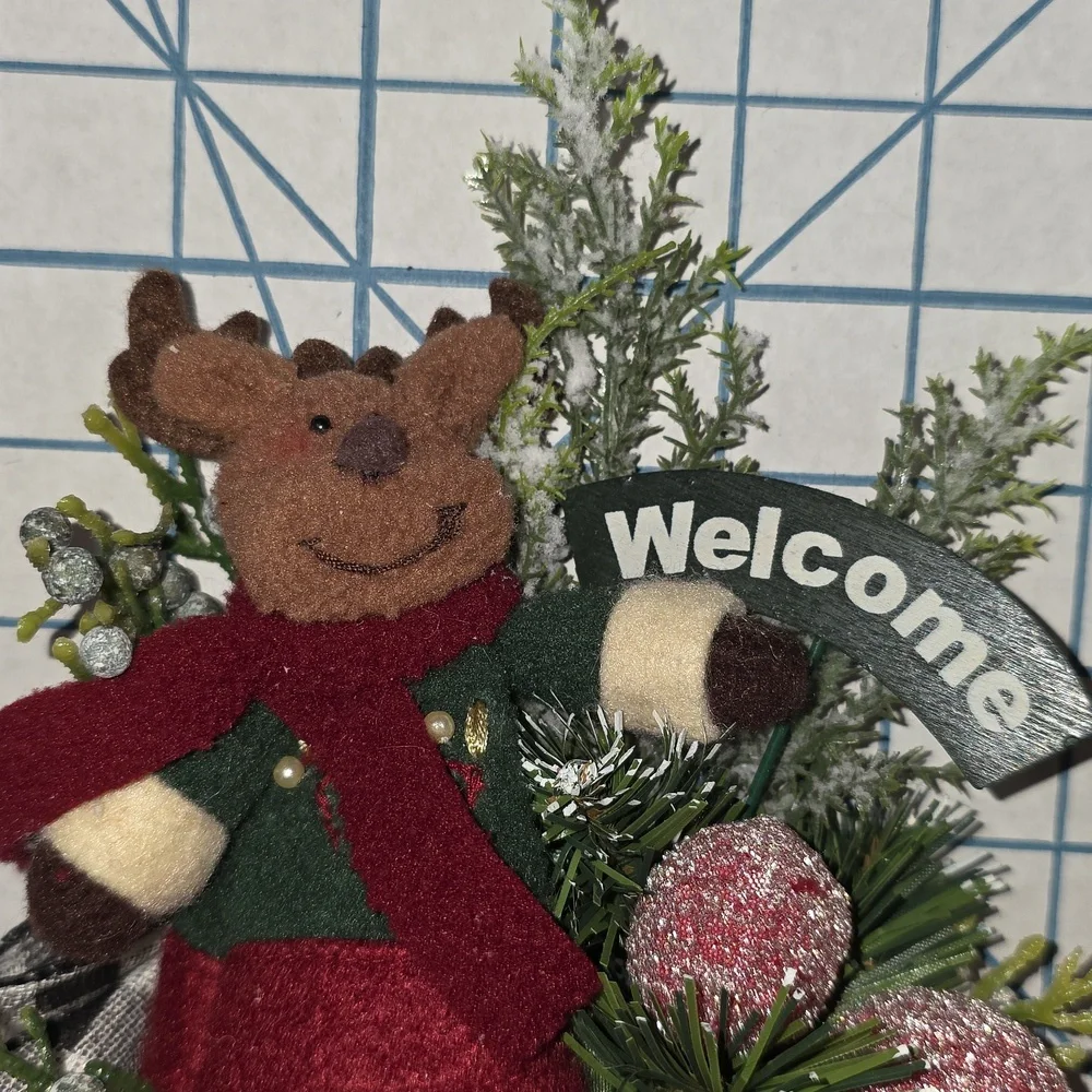 Christmas Holiday Wall Pocket Decor, Mini Holiday‎ Welcome Sign W/Moose #2